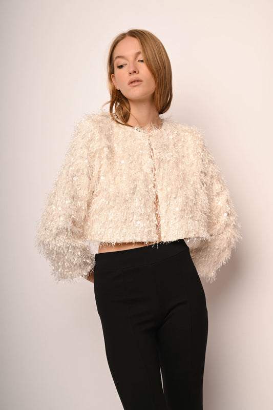Chiara - Giacca Crop Donna Brillante Glam Moderna Elegante