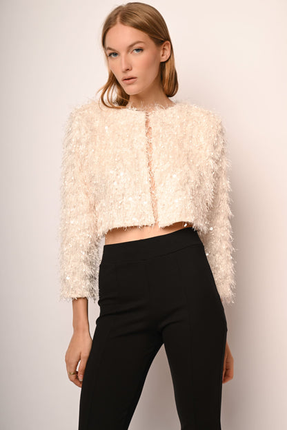 Chiara - Giacca Crop Donna Brillante Glam Moderna Elegante