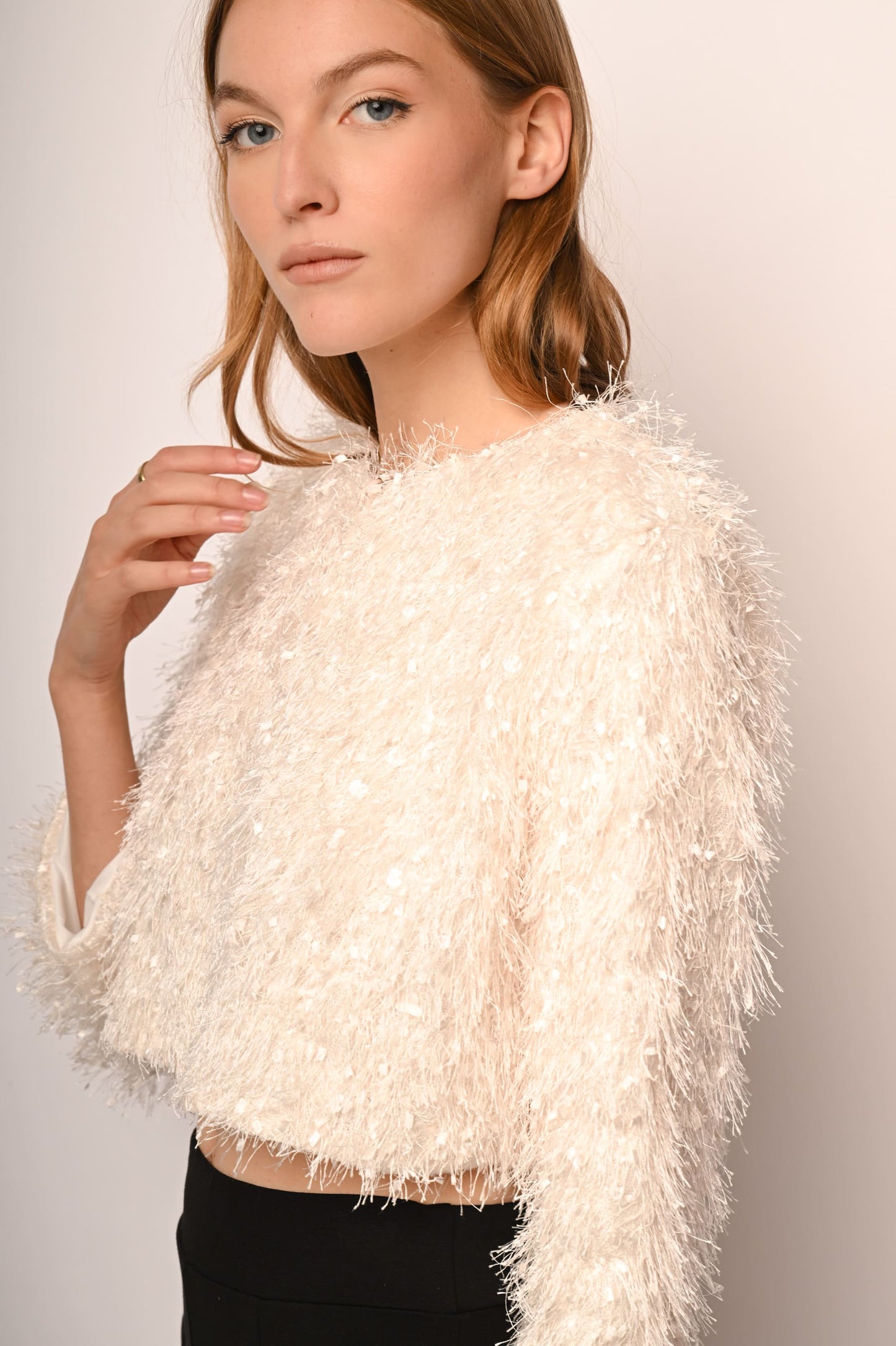 Chiara - Giacca Crop Donna Brillante Glam Moderna Elegante