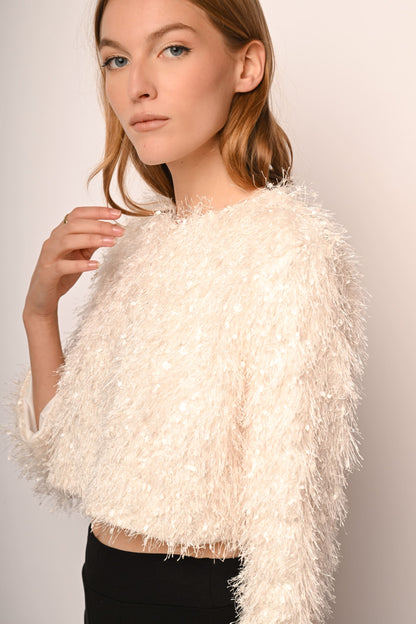 Chiara - Giacca Crop Donna Brillante Glam Moderna Elegante