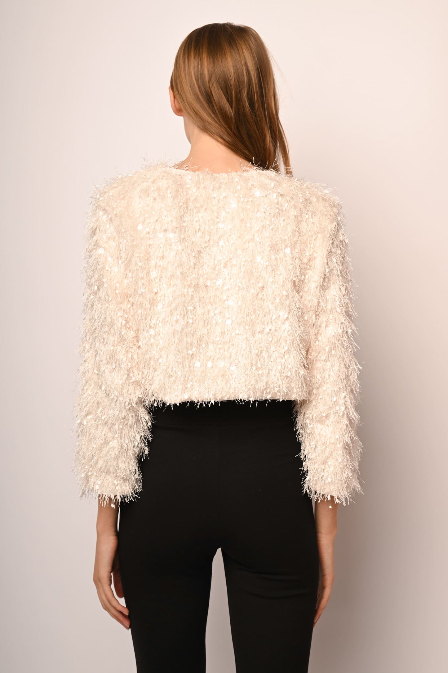 Chiara - Giacca Crop Donna Brillante Glam Moderna Elegante