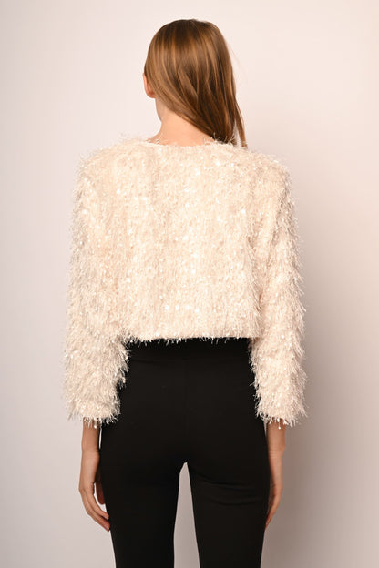 Chiara - Giacca Crop Donna Brillante Glam Moderna Elegante