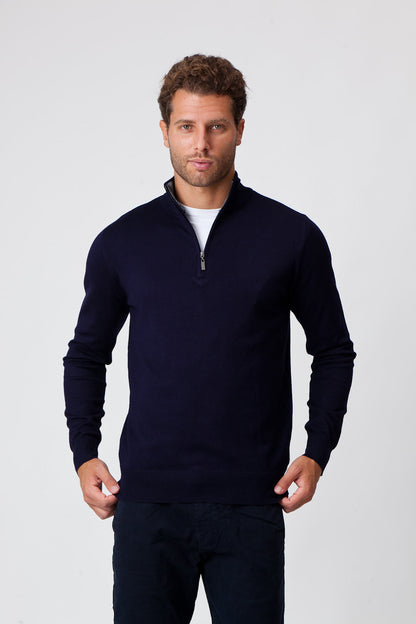 Raffa - Maglione Uomo Mezza Zip Blu Elegante
