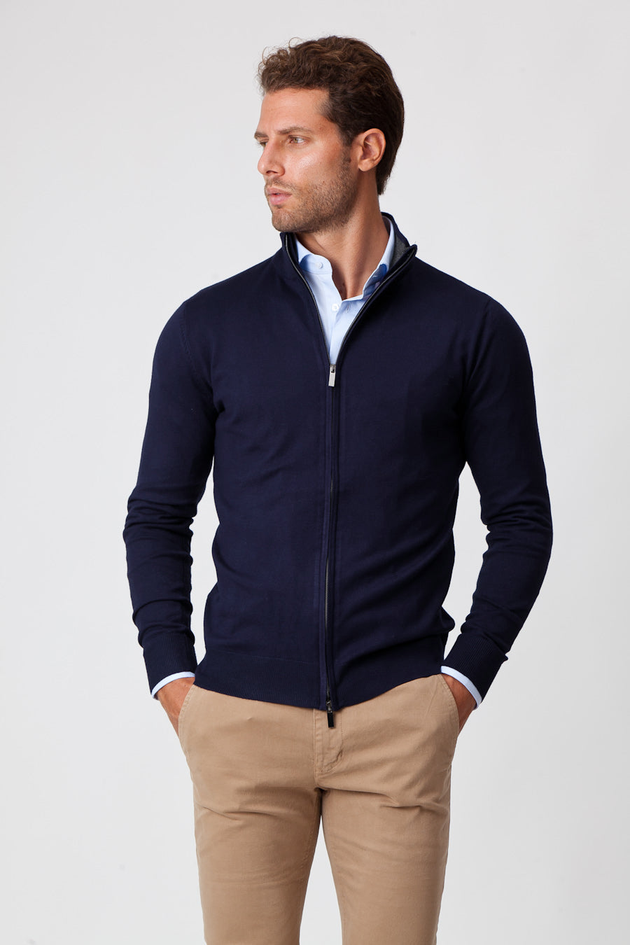 Rino - Maglia Uomo Con Zip Blu Elegante
