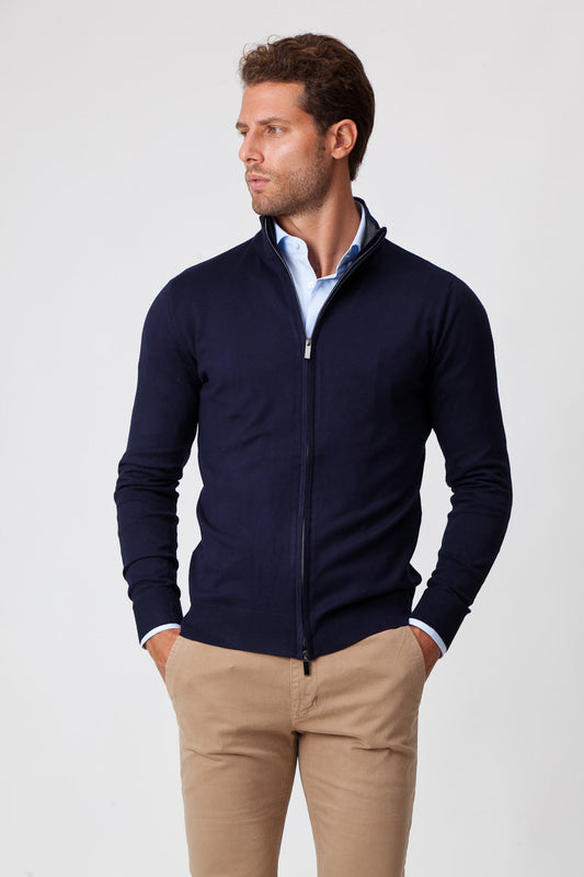 Rino - Maglia Uomo Con Zip Blu Elegante