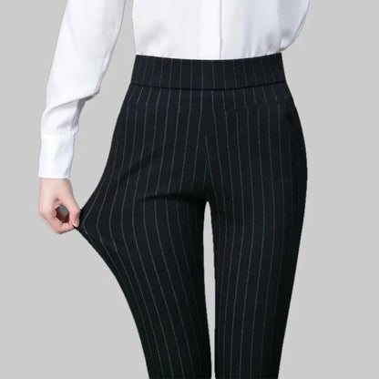 Maddalena – Pantaloni Stretch Donna Eleganti e Confortevoli Nero con strisce
