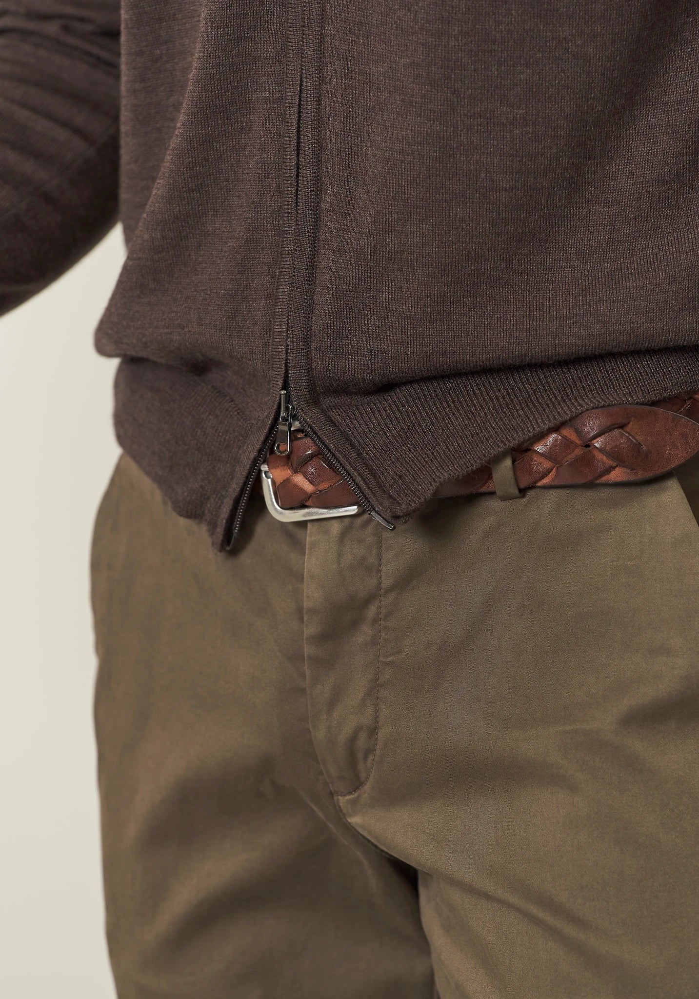 Tizian - Maglia Full Zip Marrone Uomo Elegante