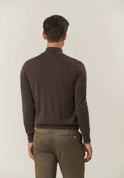 Tizian - Maglia Full Zip Marrone Uomo Elegante