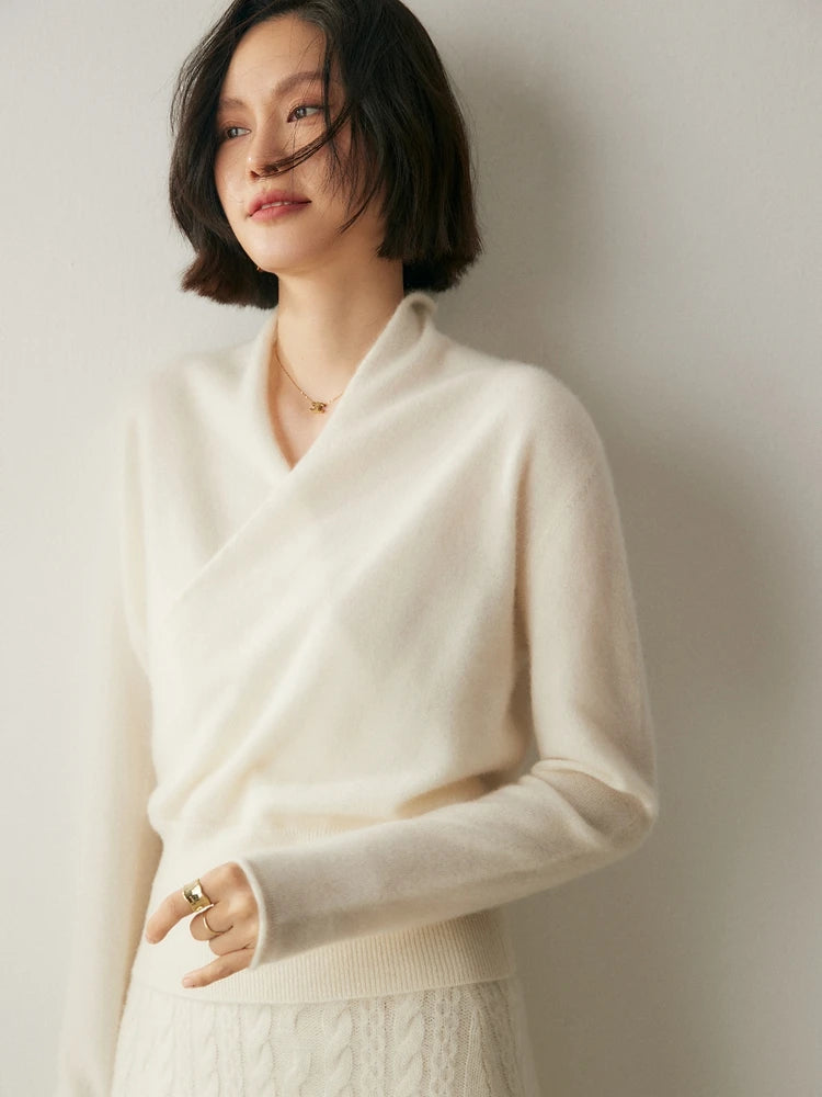 Karlaia - Maglione Donna Incrociato Elegante Morbido