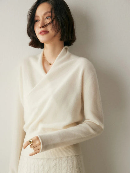 Karlaia - Maglione Donna Incrociato Elegante Morbido