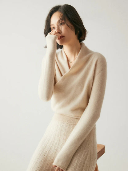 Karlaia - Maglione Donna Incrociato Elegante Morbido