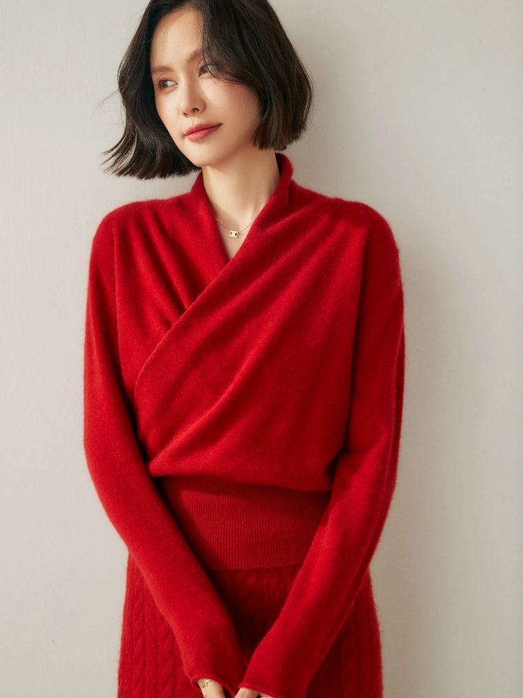 Karlaia - Maglione Donna Incrociato Elegante Morbido
