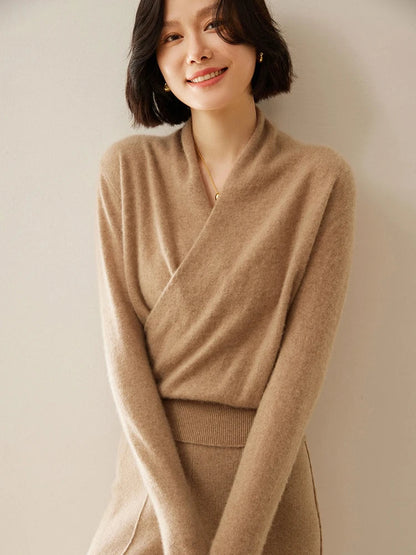 Karlaia - Maglione Donna Incrociato Elegante Morbido
