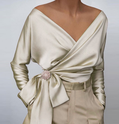 Maida – Camicetta in Seta Donna Elegante e Leggera Beige