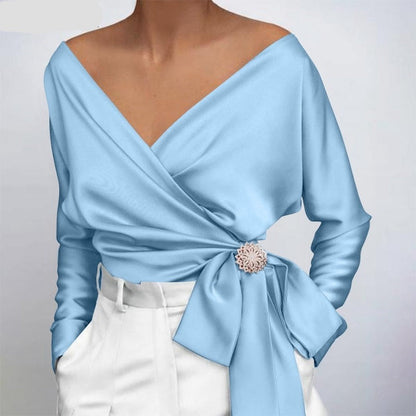 Maida – Camicetta in Seta Donna Elegante e Leggera Blu