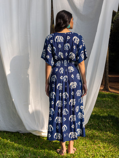 Erica - Abito Maxi Kaftano Donna Indigo Elegante
