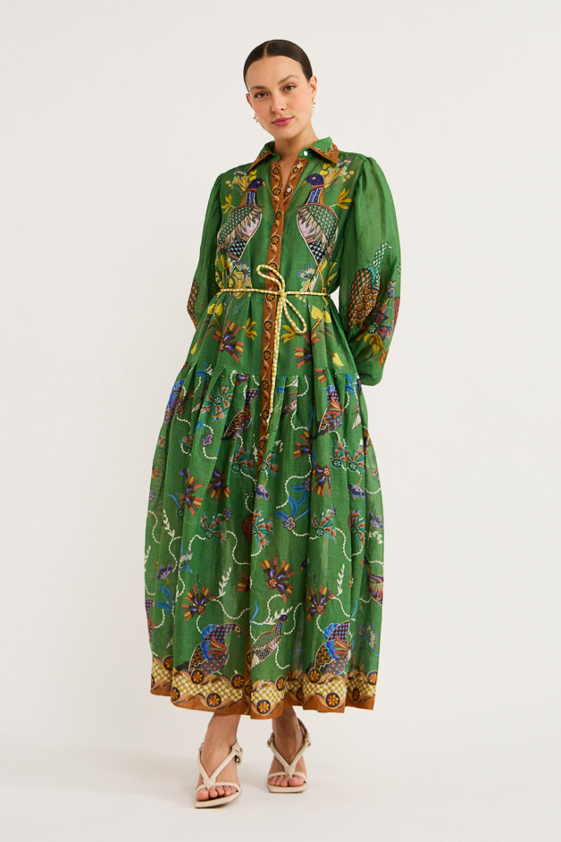 Quinira - Abito Maxi Maniche Balloon Stampa Animalier Donna