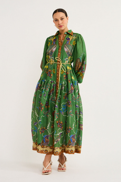 Quinira - Abito Maxi Maniche Balloon Stampa Animalier Donna