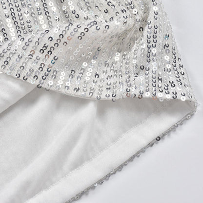 Mariadele – Pantaloni Donna Glitterati Eleganti per Serate Speciali Argento