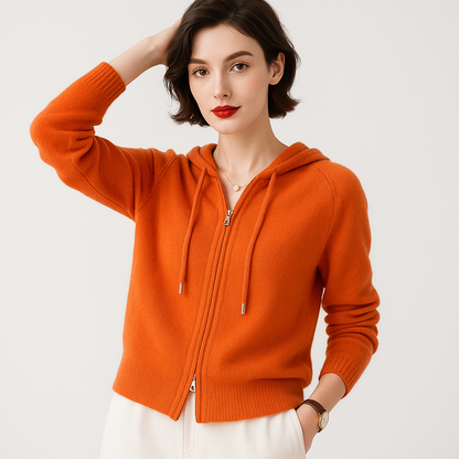 Martina - Cashmere Zip Cardigan Cashmere Eleganza Morbida Arancia