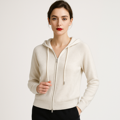 Martina - Cashmere Zip Cardigan Cashmere Eleganza Morbida Bianco