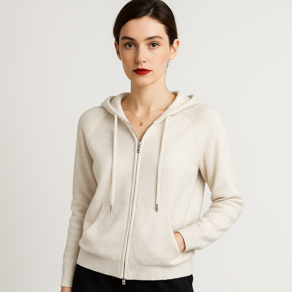 Martina - Cashmere Zip Cardigan Cashmere Eleganza Morbida Bianco