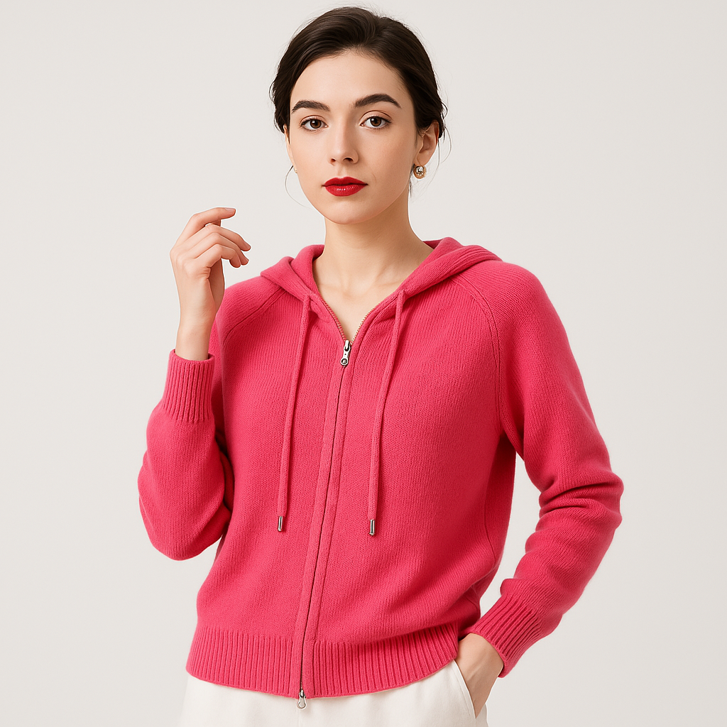 Martina - Cashmere Zip Cardigan Cashmere Eleganza Morbida Rosa
