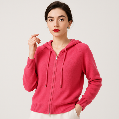 Martina - Cashmere Zip Cardigan Cashmere Eleganza Morbida Rosa