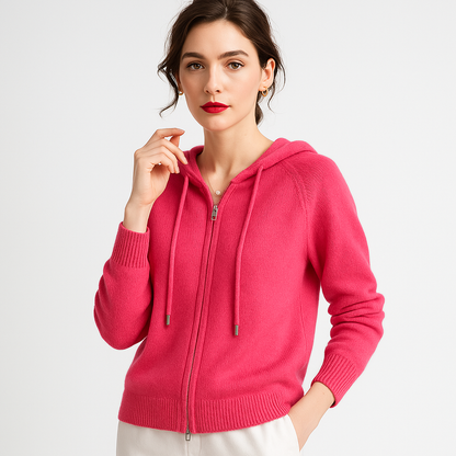 Martina - Cashmere Zip Cardigan Cashmere Eleganza Morbida Rosa