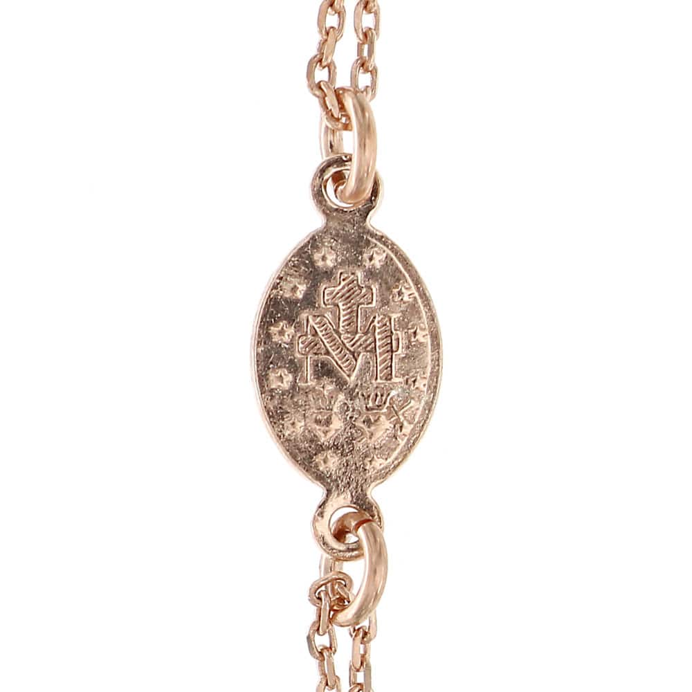 Livinda – Collana Rosario Argento Rosa e Pietre Colorate