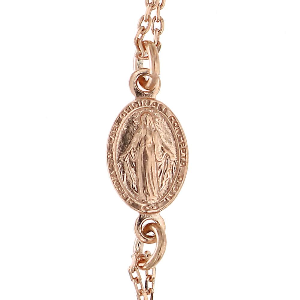 Livinda – Collana Rosario Argento Rosa e Pietre Colorate