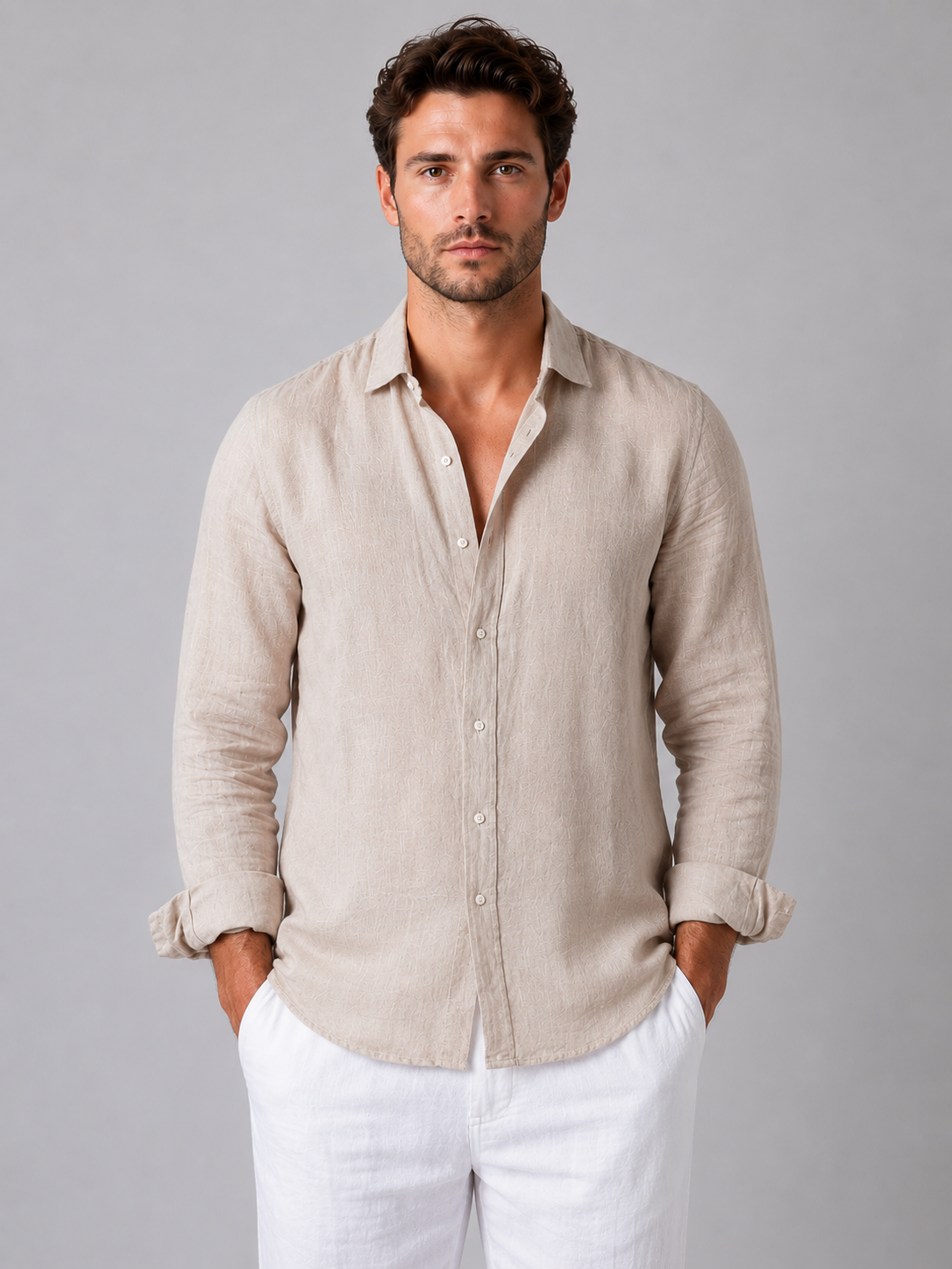 Lodovico - Camicia Uomo Effetto Lino Elegante Estiva