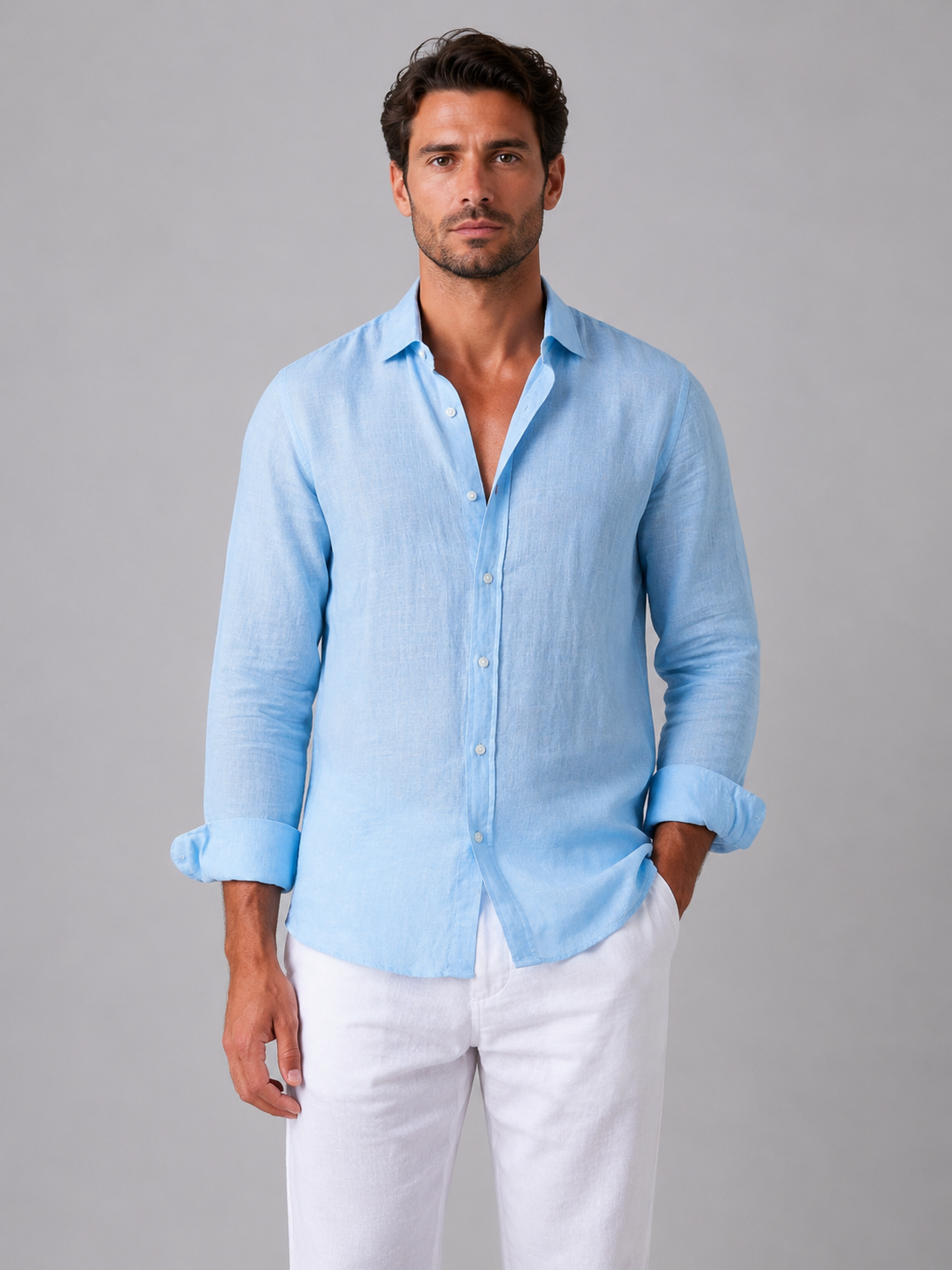Lodovico - Camicia Uomo Effetto Lino Elegante Estiva