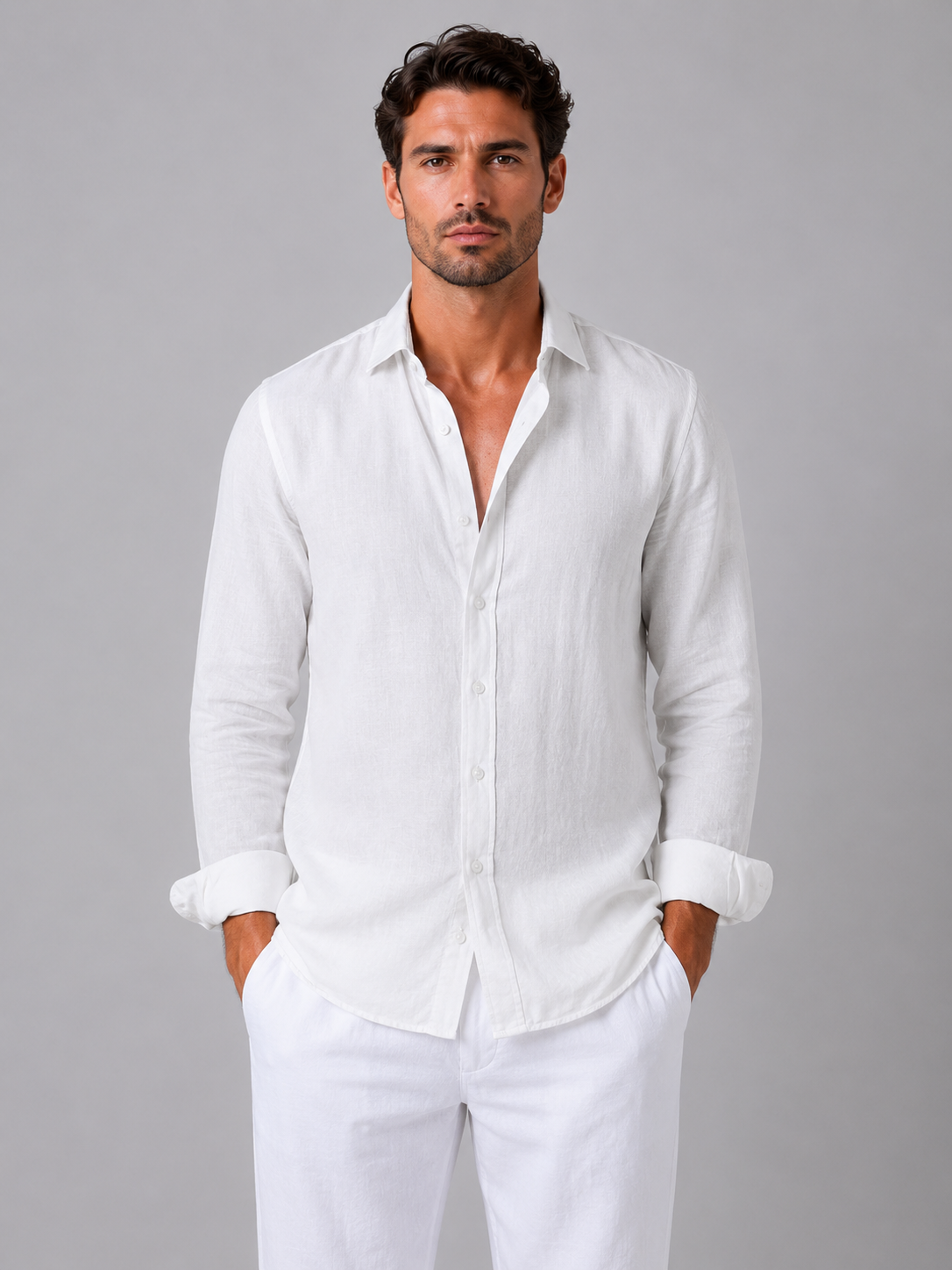 Lodovico - Camicia Uomo Effetto Lino Elegante Estiva