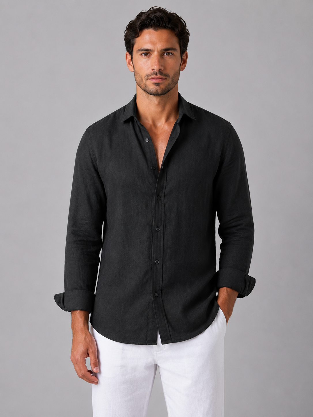 Lodovico - Camicia Uomo Effetto Lino Elegante Estiva