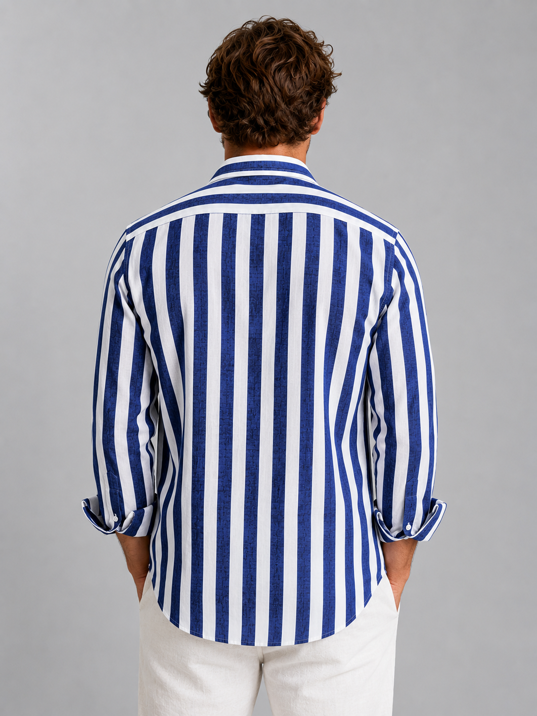 Barbara - Camicia Uomo a Righe Effetto Lino