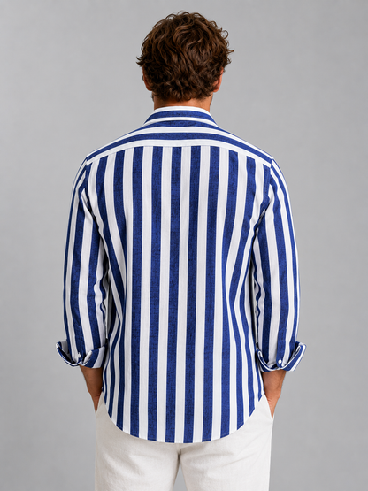Barbara - Camicia Uomo a Righe Effetto Lino