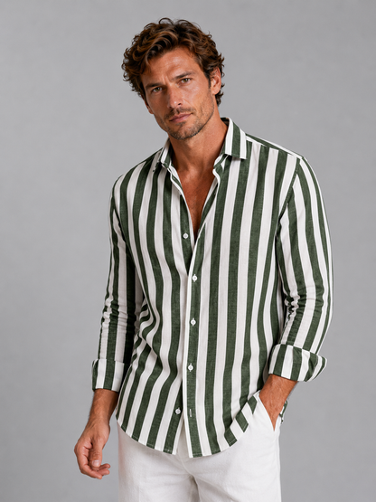 Barbara - Camicia Uomo a Righe Effetto Lino