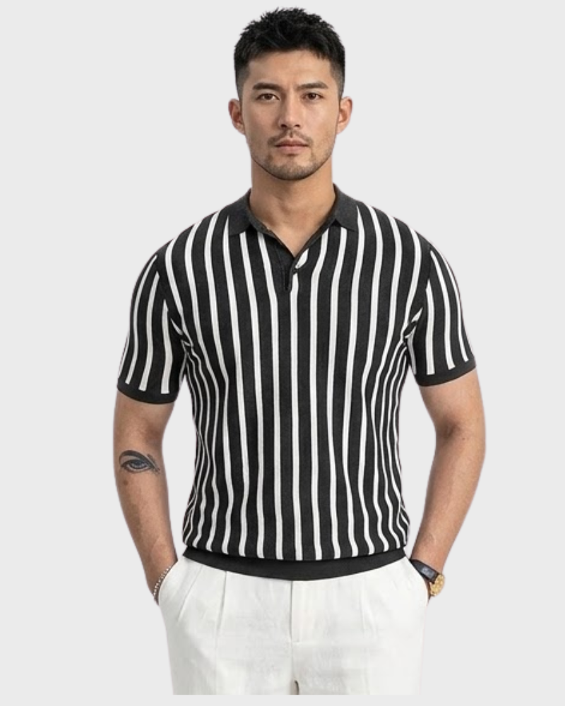Natan – Polo Elegante A Righe Verticali Con Taglio Sartoriale