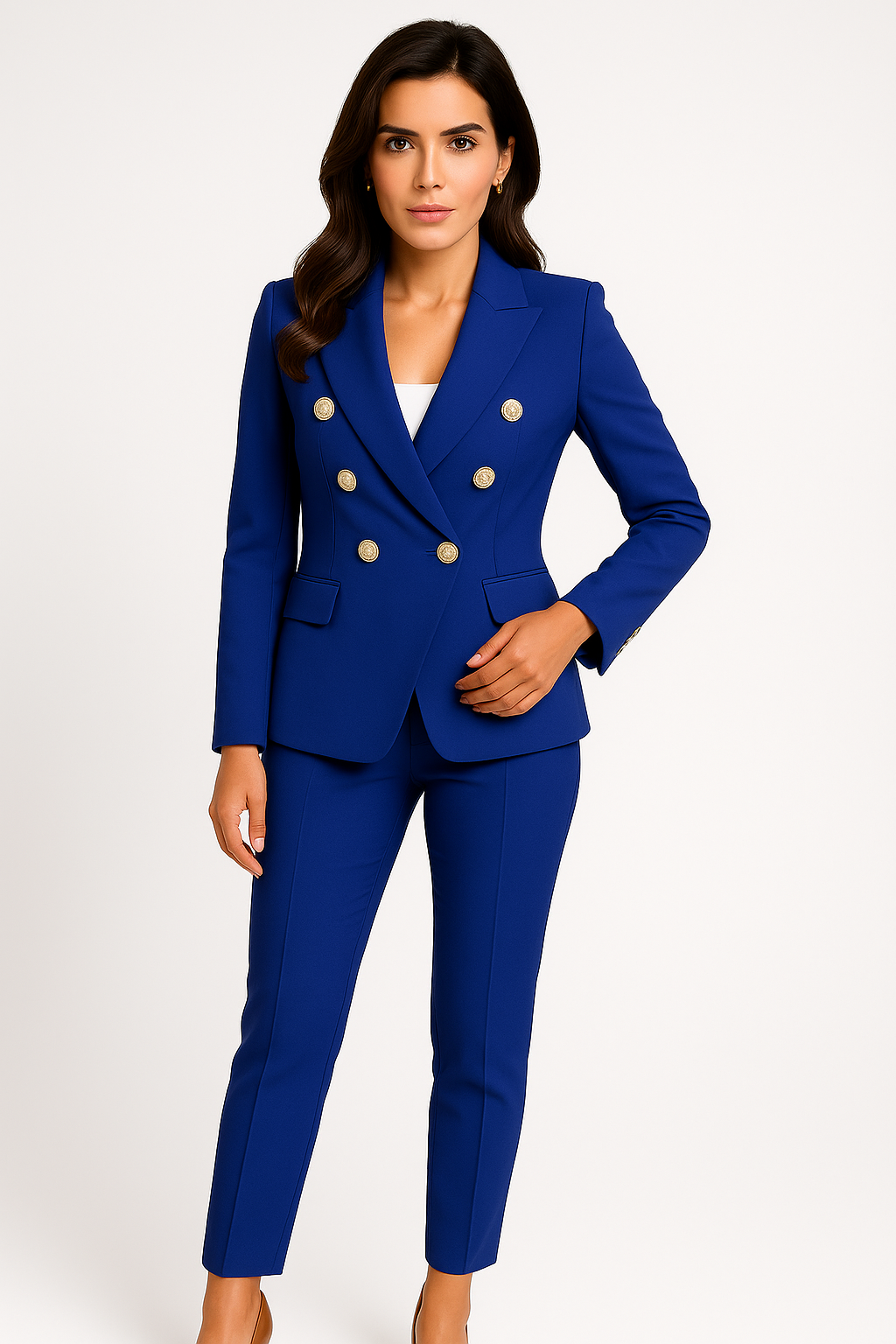 Michela - Tailleur Pantalone Donna Doppiopetto Elegante e Moderno Blu 