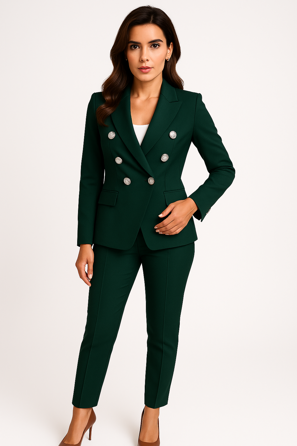 Michela - Tailleur Pantalone Donna Doppiopetto Elegante e Moderno Celeste