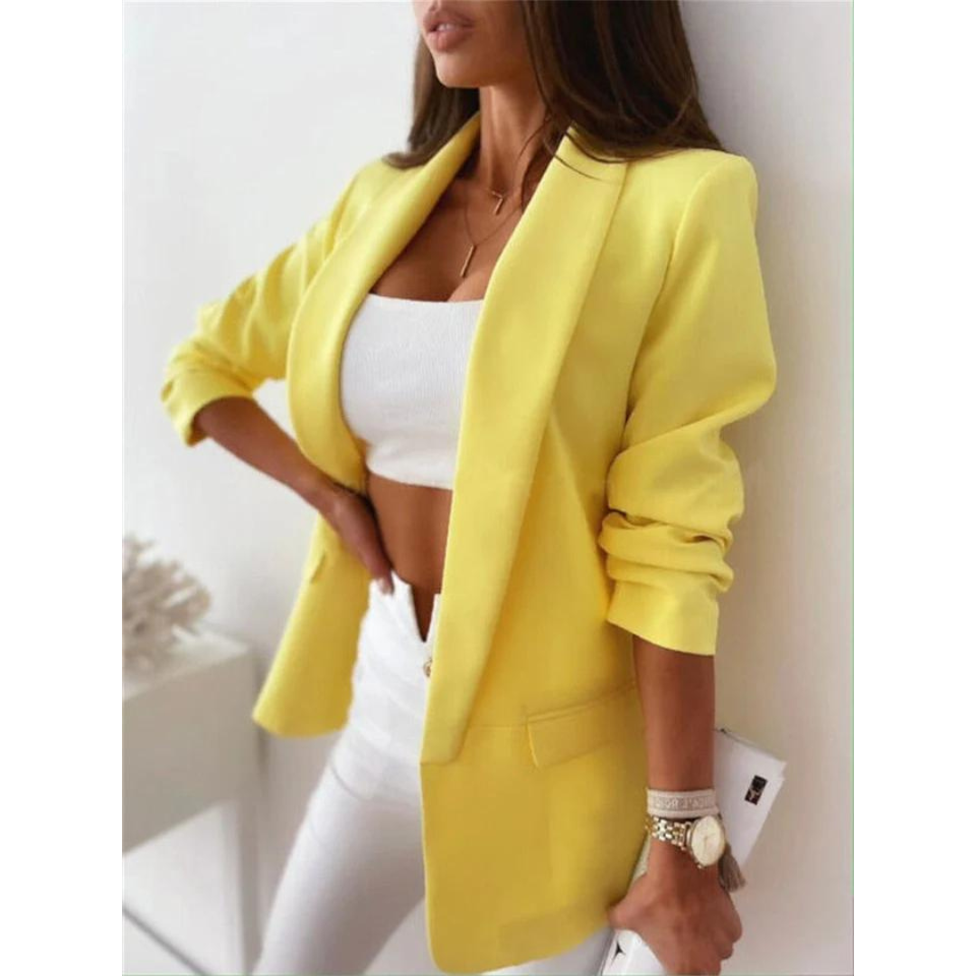 Monica - Blazer Lungo Estivo Elegante da Donna Giallo
