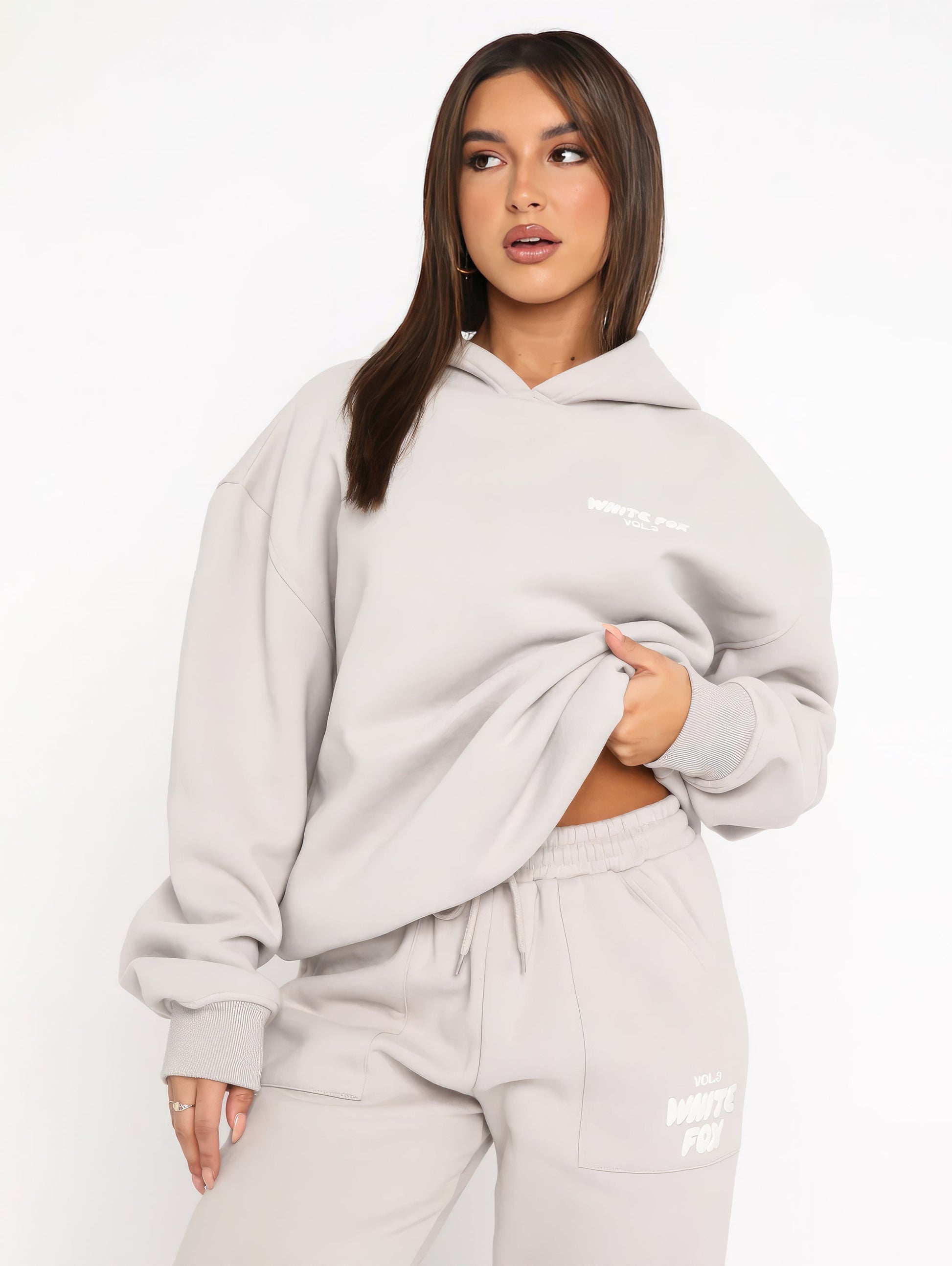 Monika - Set Tuta Oversize Felpato comodo e alla Moda Grigio Chiaro