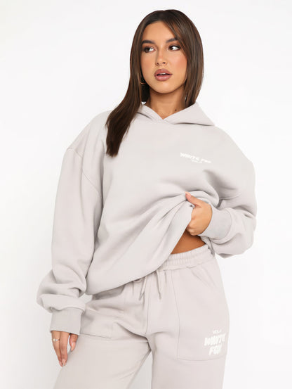 Monika - Set Tuta Oversize Felpato comodo e alla Moda Grigio Chiaro