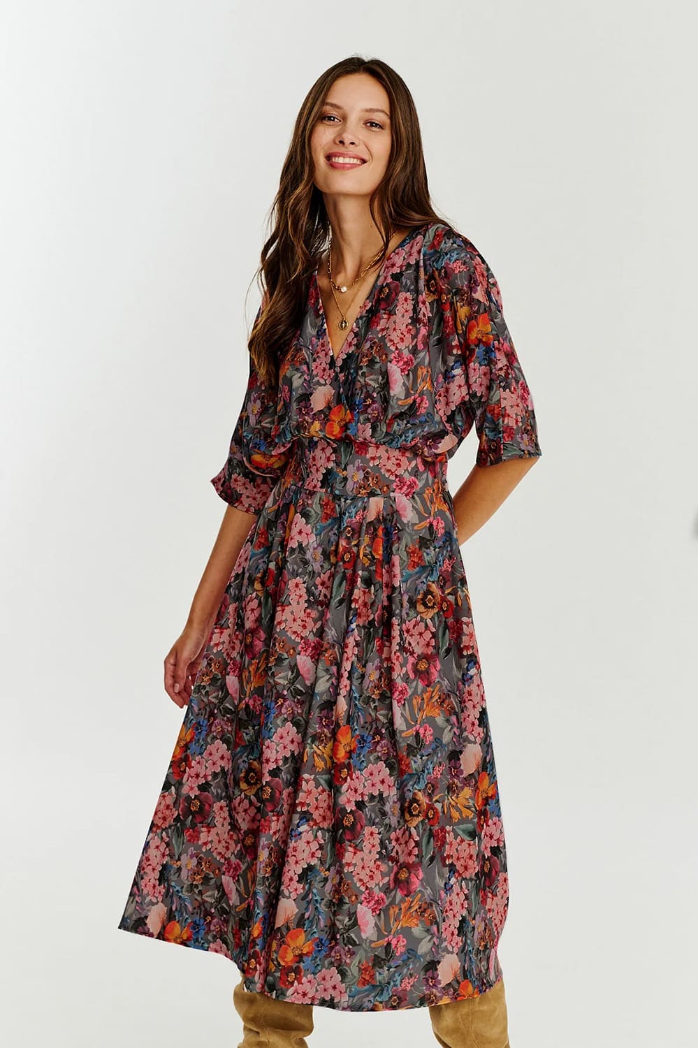 Adriana - Abito Midi Floreale Donna Elegante