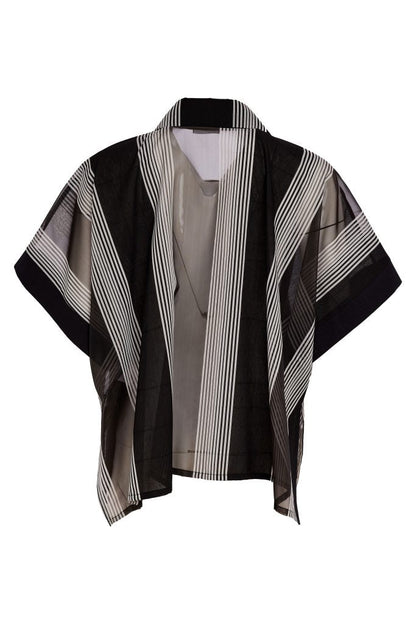 NAYA NAS26255 Stripped Organza Shirt With Fabric Cuff And Pocket
