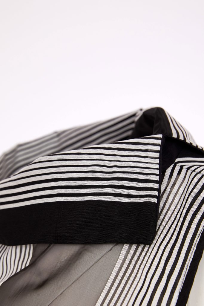 NAYA NAS26257 Stripe Top With Cut Away Collar And Contrast Sides With Pocket