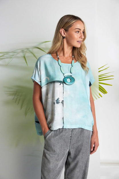 NAYA NAS26299 Square Shape Faded Print Top