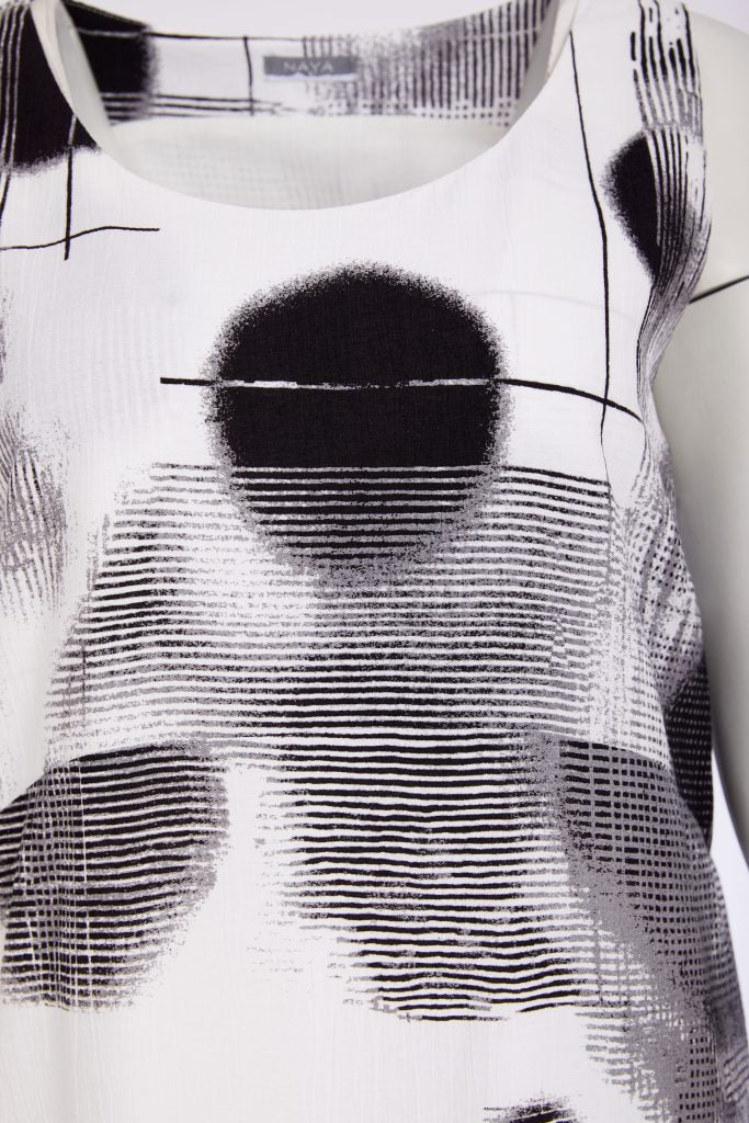 NAYA NAS26312 Blurred Faded Spot Print Sleeveless Dress