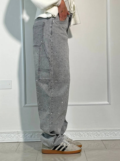 Uva - Jeans donna baggy effetto paint urban